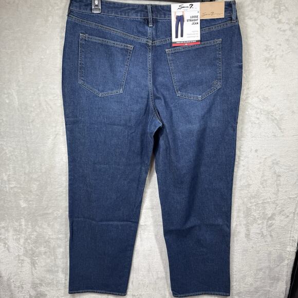 Seven7 NEW Loose Straight Leg Jean Womens 14 Blue Denim High Rise Stretch Zipper - Picture 3 of 15